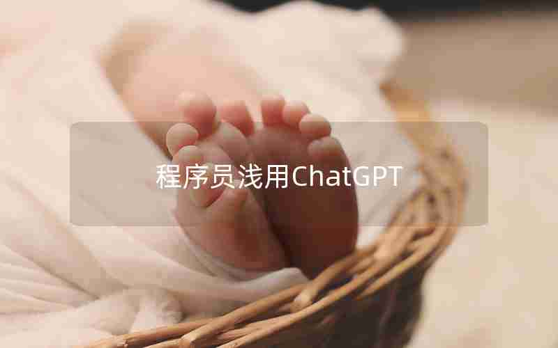 程序员浅用ChatGPT 程序员浅用ChatGPT