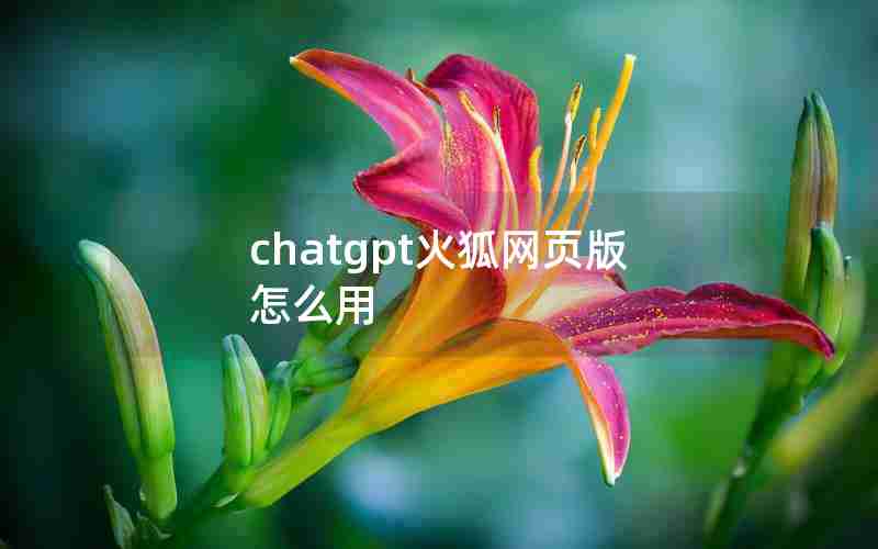 chatgpt火狐网页版怎么用 chatgpt火狐网页版怎么用