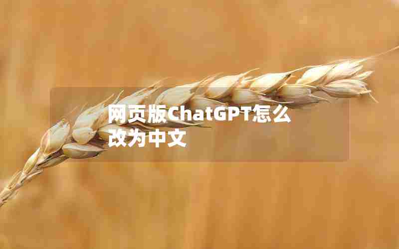 网页版ChatGPT怎么改为中文 网页版ChatGPT怎么改为中文