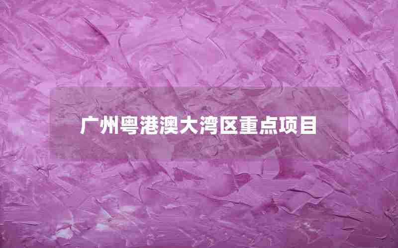 广州粤港澳大湾区重点项目