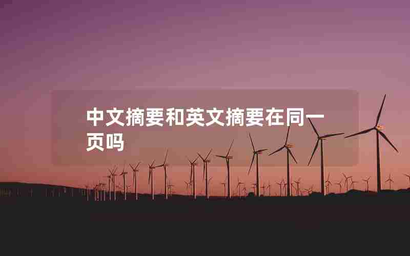 中文摘要和英文摘要在同一页吗