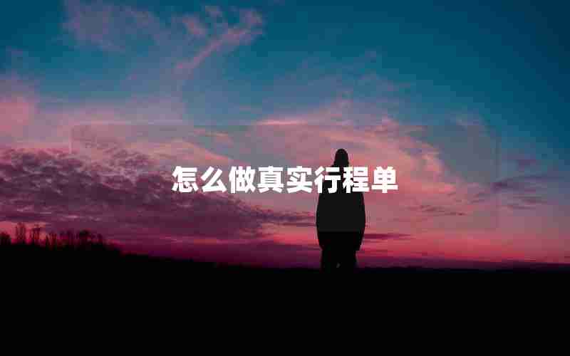 怎么做真实行程单 怎么做真实行程单