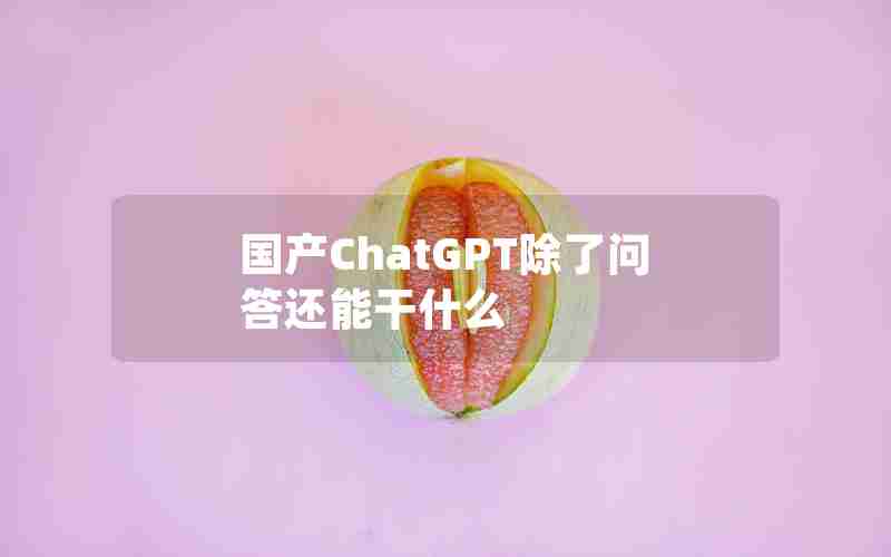 国产ChatGPT除了问答还能干什么