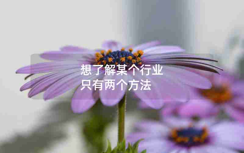 想了解某个行业 只有两个方法