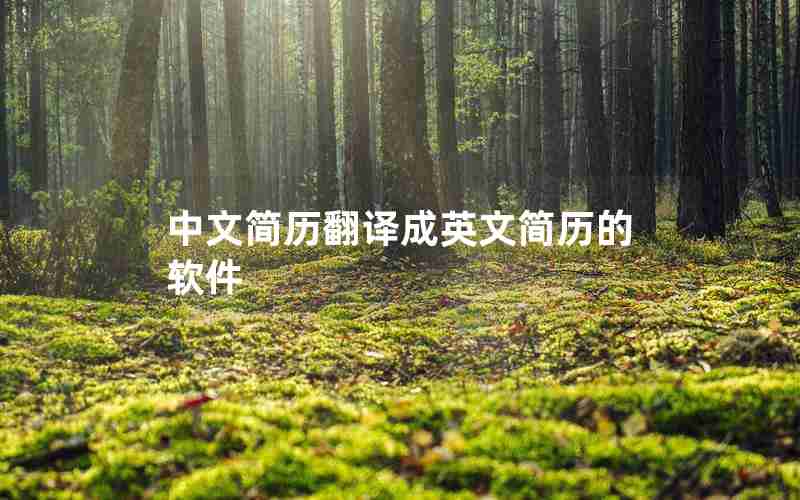 中文简历翻译成英文简历的软件 中文简历翻译成英文简历的软件