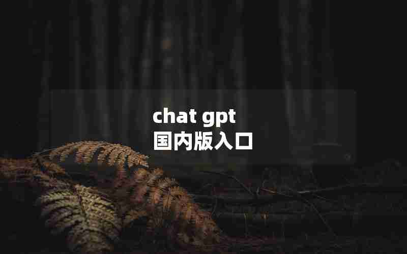 chat gpt 国内版入口 chat gpt 国内版入口