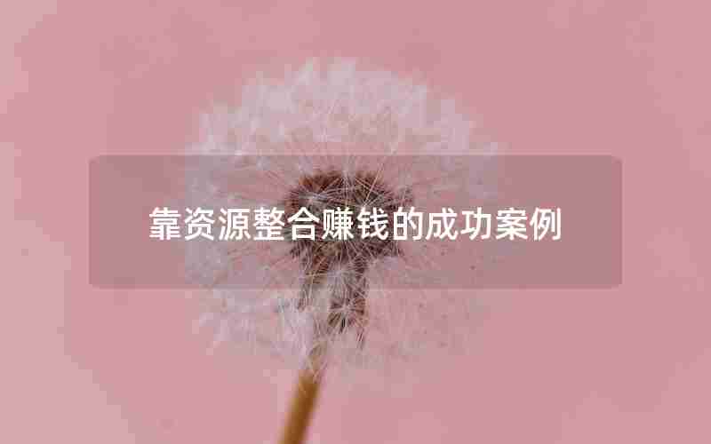 靠资源整合赚钱的成功案例