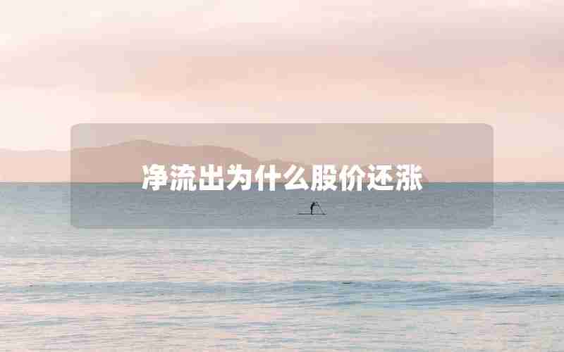 净流出为什么股价还涨 净流出为什么股价还涨