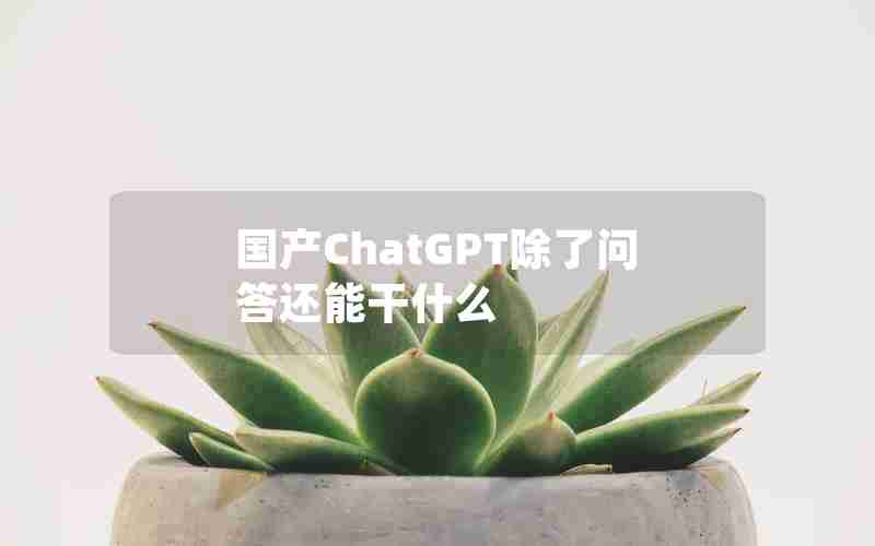 国产ChatGPT除了问答还能干什么